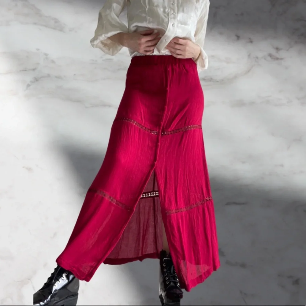 Primark red cottagecore boho maxi skirt, size 12 - Picture 2 of 7